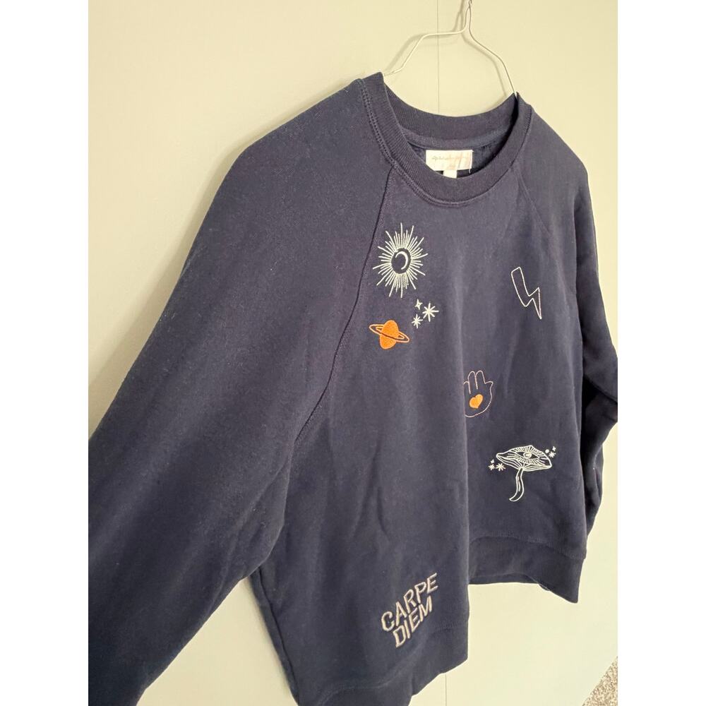 SPIRITUAL GANGSTER Mystical Forever Crewneck Sweatshirt Embroidered Navy - Picture 5 of 11